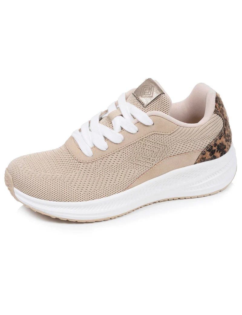 Baskets Femme Confort Beige/Léopard