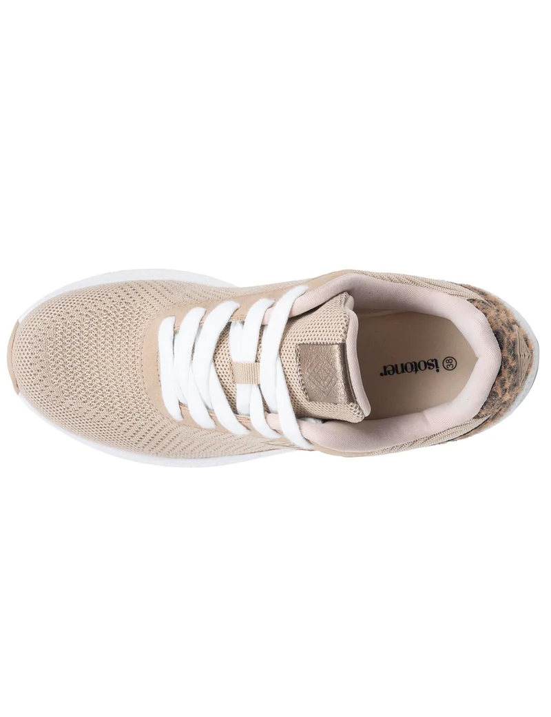 Baskets Femme Confort Beige/Léopard