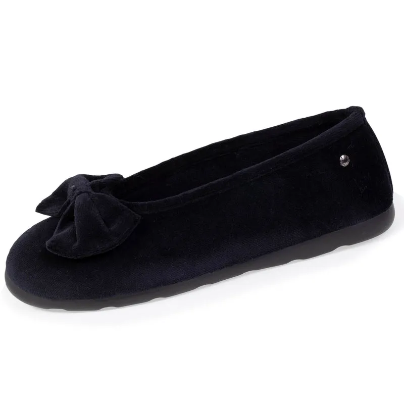Chaussons ballerines Femme confort Nœud Noir
