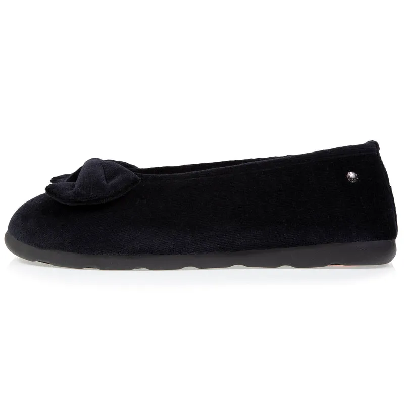 Chaussons ballerines Femme confort Nœud Noir