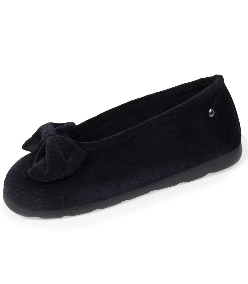 Chaussons ballerines Femme confort Nœud Noir