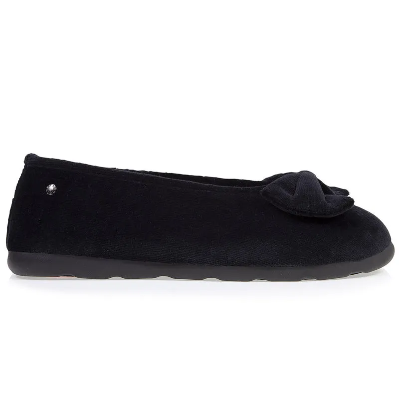 Chaussons ballerines Femme confort Nœud Noir