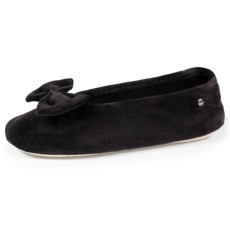 Chaussons Ballerines Femme Grand Noeud Noir