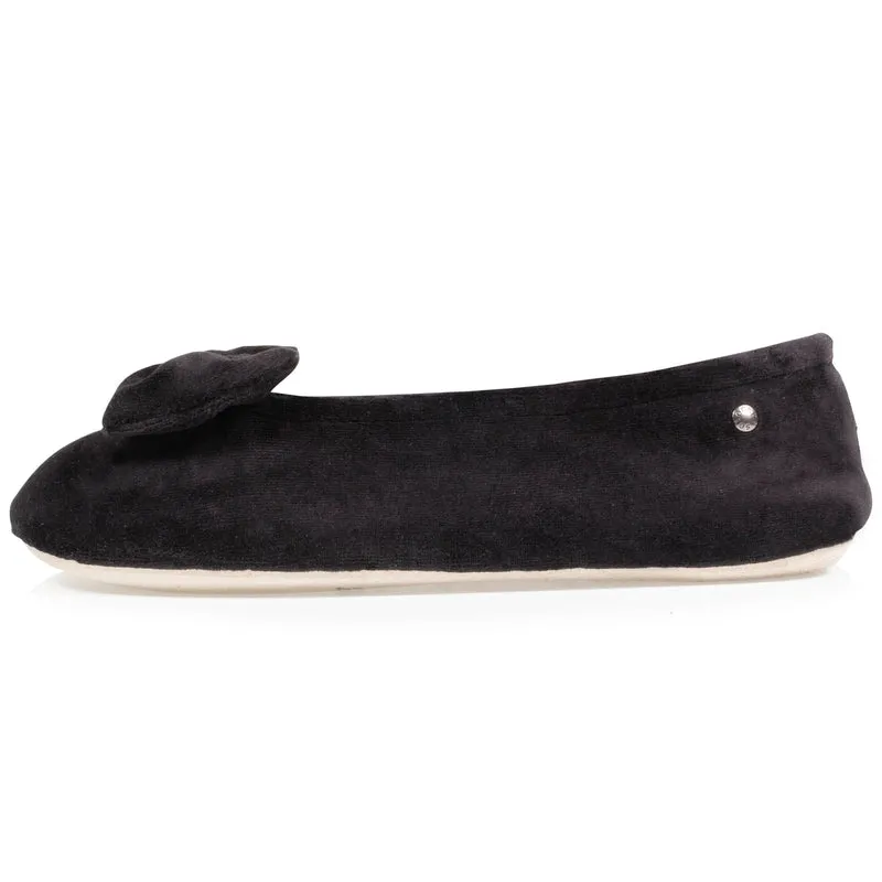 Chaussons Ballerines Femme Grand Noeud Noir