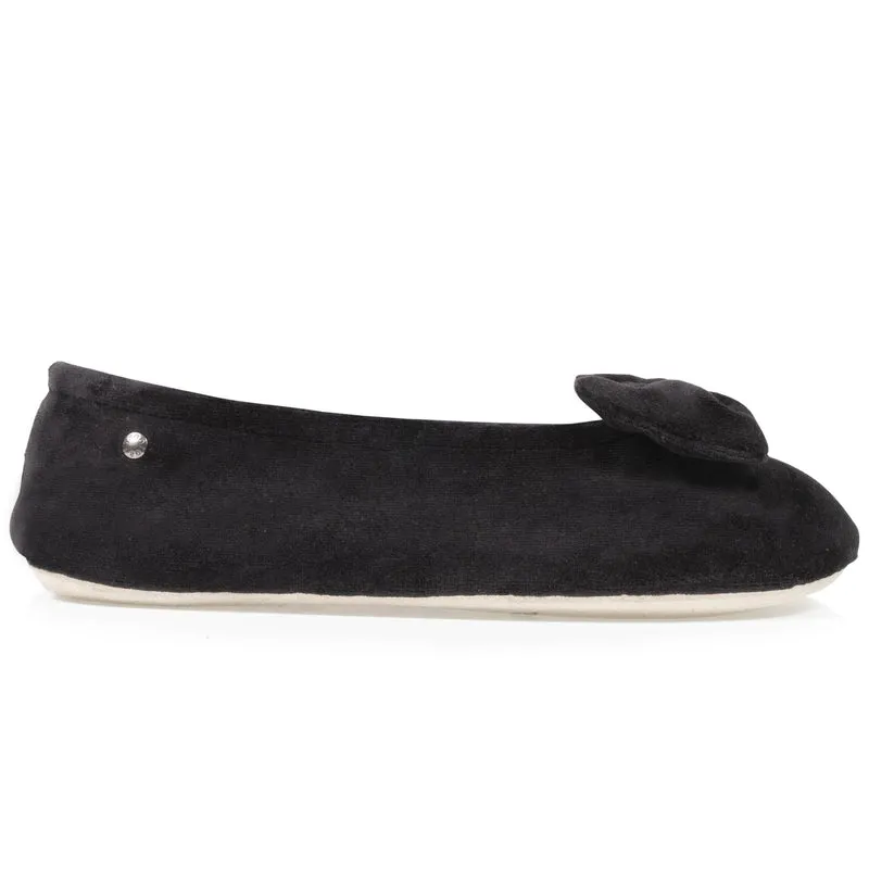 Chaussons Ballerines Femme Grand Noeud Noir