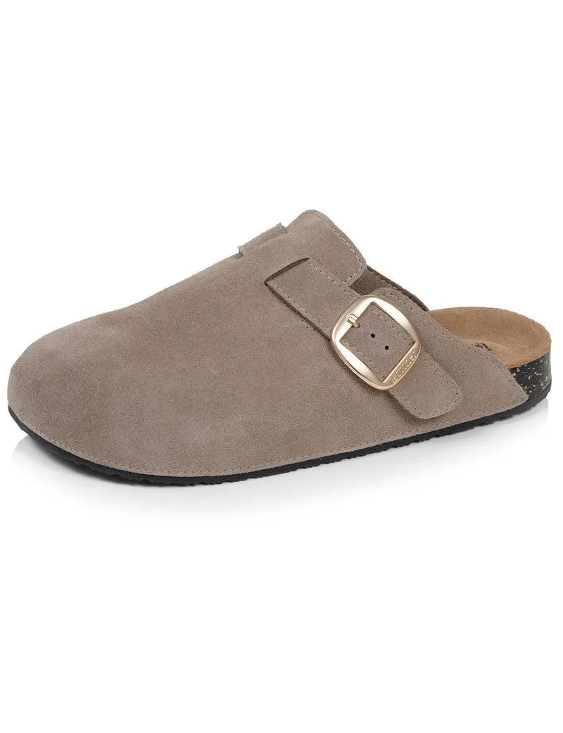 Mules Sabots Femme cuir Taupe