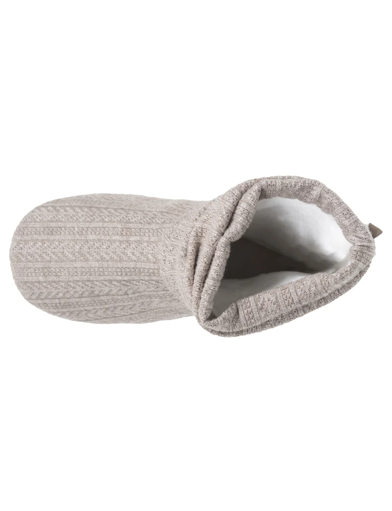 Chaussons Bottillons Tricot Femme Beige chiné