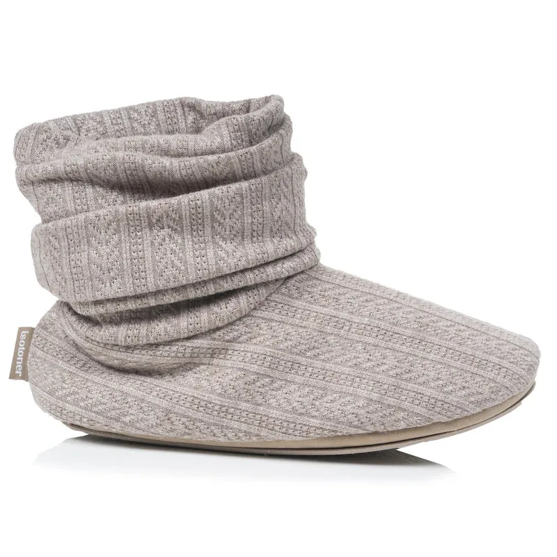 Chaussons Bottillons Tricot Femme Beige chiné