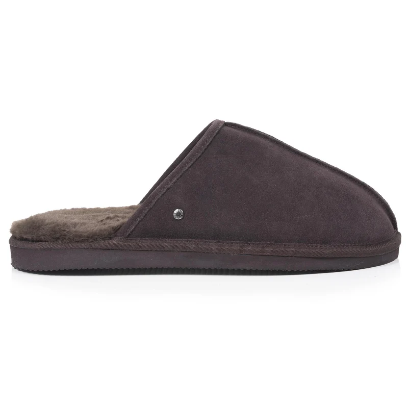 Chaussons Mules Homme Cuir Chocolat