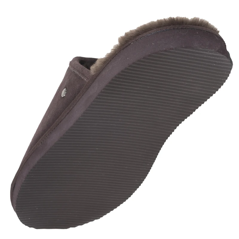 Chaussons Mules Homme Cuir Chocolat