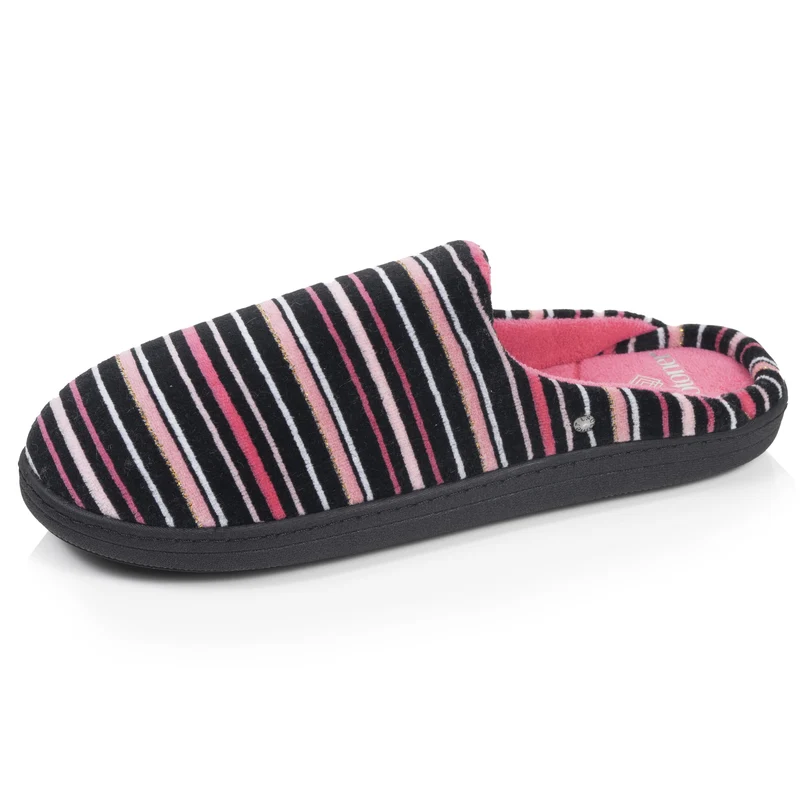 Chaussons Mules Femme Rayures Roses