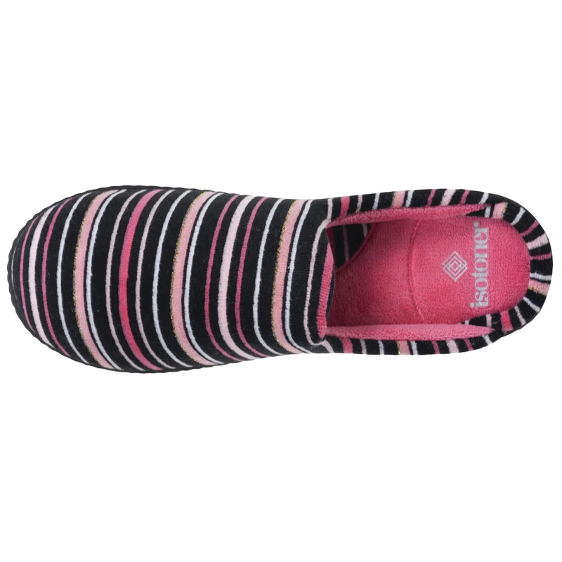 Chaussons Mules Femme Rayures Roses