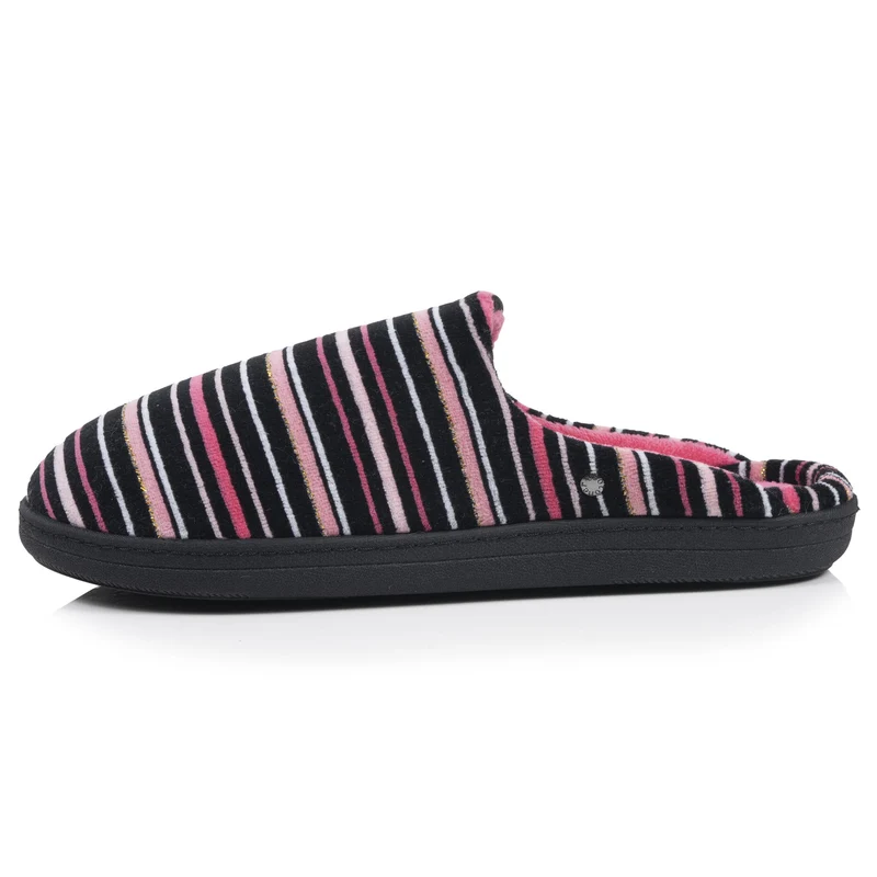 Chaussons Mules Femme Rayures Roses