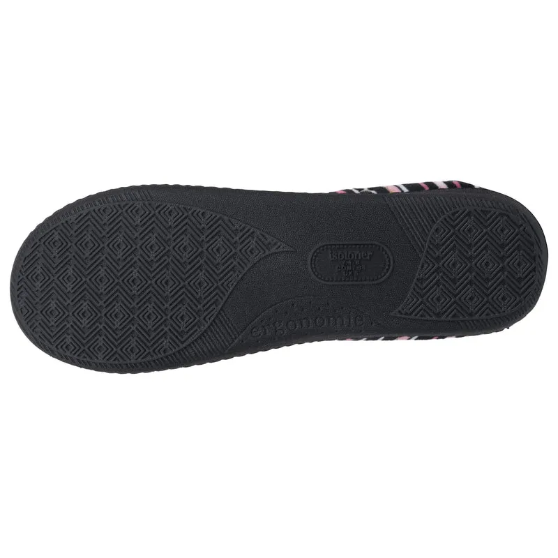 Chaussons Mules Femme Rayures Roses