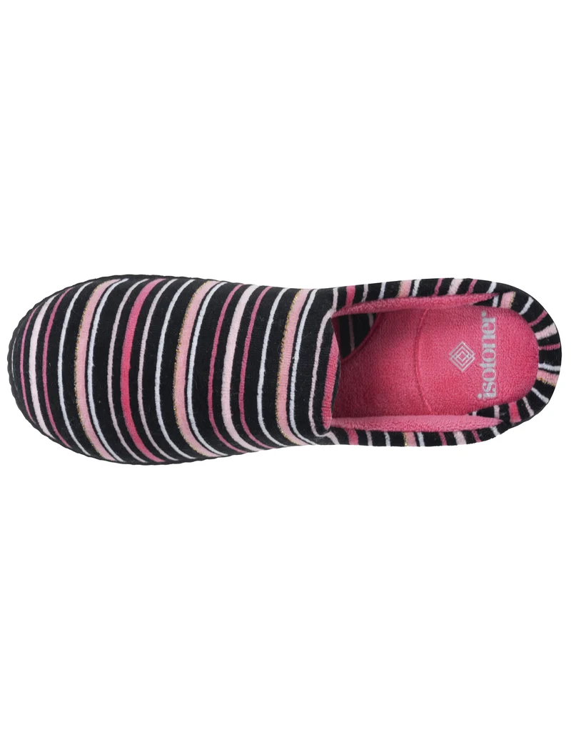 Chaussons Mules Femme Rayures Roses