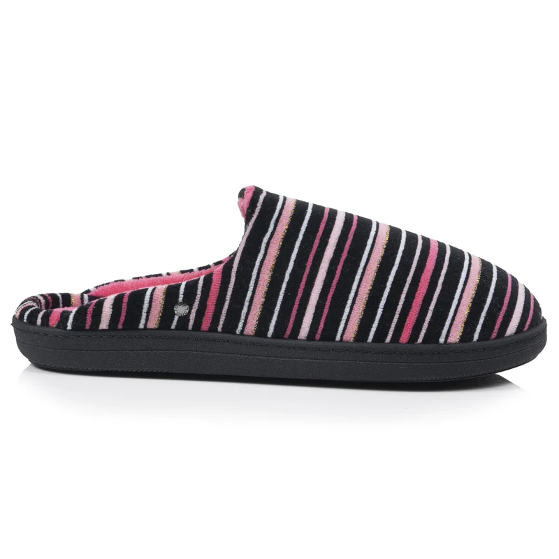 Chaussons Mules Femme Rayures Roses