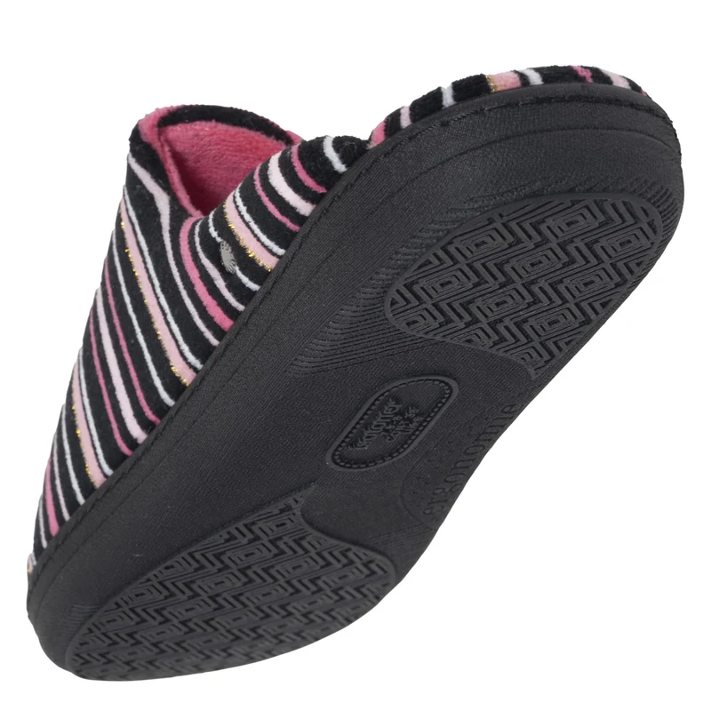 Chaussons Mules Femme Rayures Roses