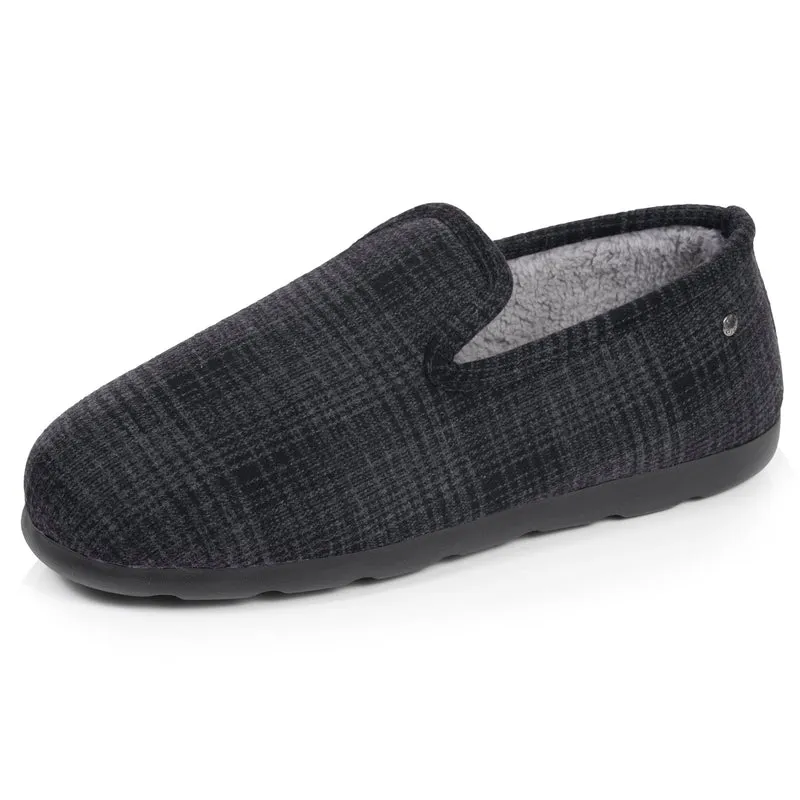 Chaussons Charentaises Homme Tartan Noir