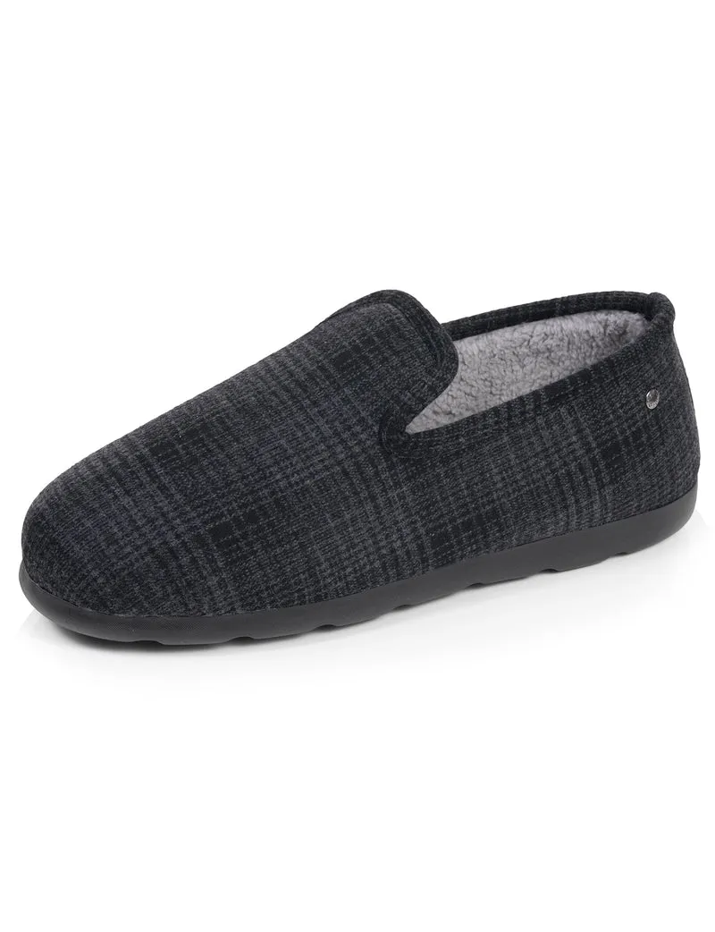 Chaussons Charentaises Homme Tartan Noir
