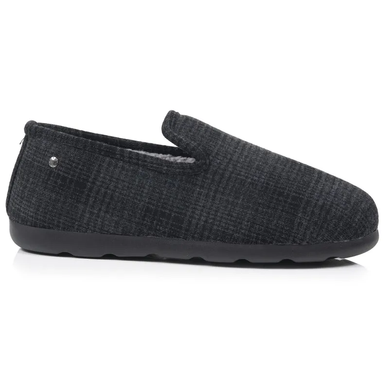 Chaussons Charentaises Homme Tartan Noir