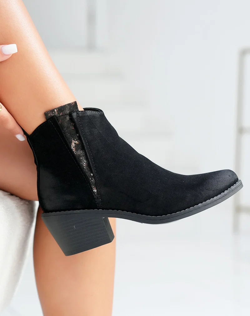 Bottines noires élégantes avec détail nacré