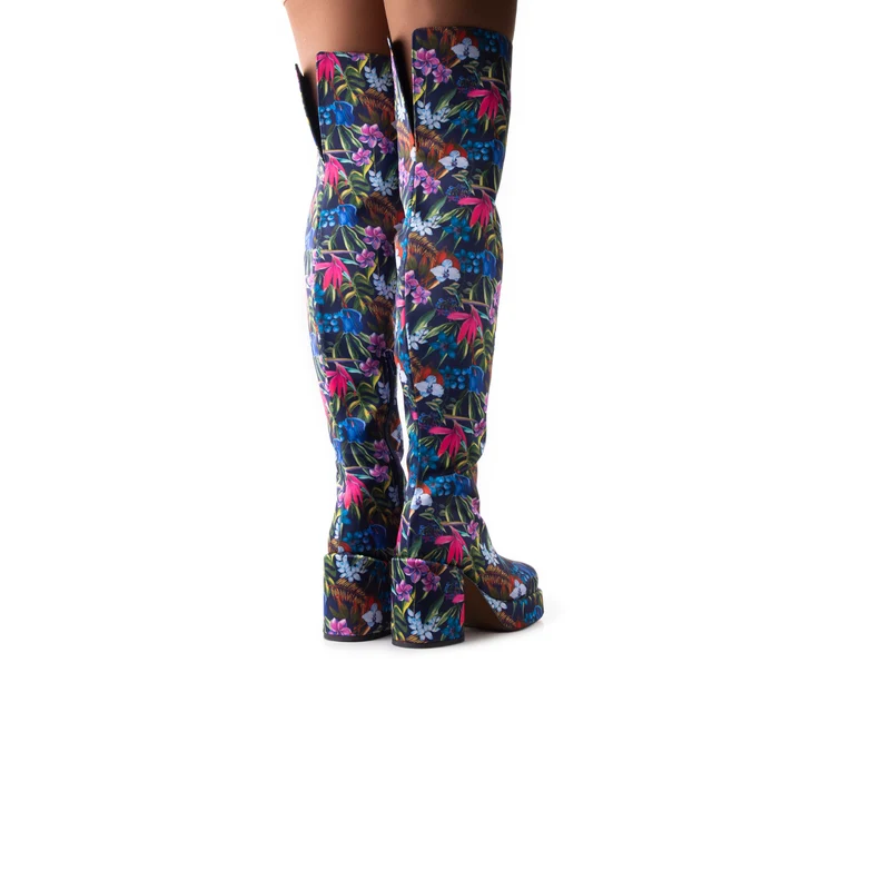 Furth Navy Satin Flowers
