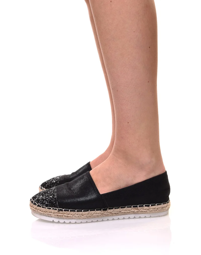 Espadrilles noires effet brillant