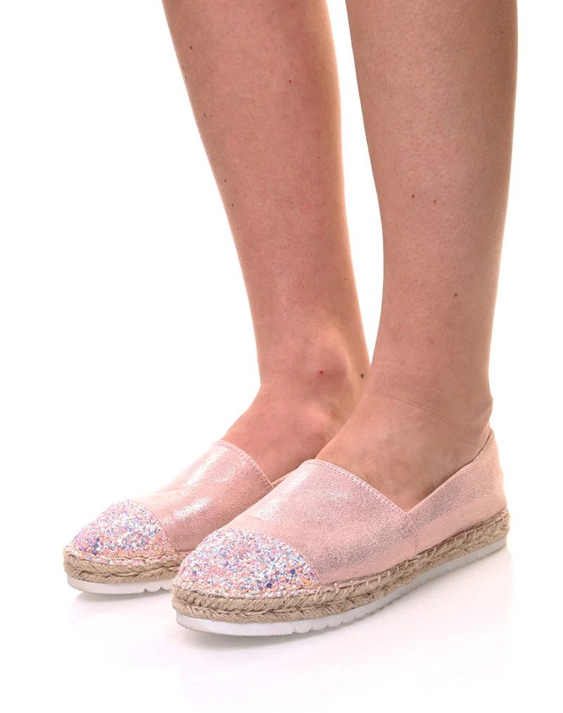 Espadrilles roses effet brillant