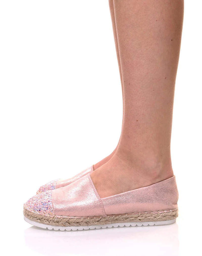Espadrilles roses effet brillant