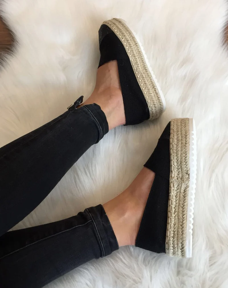 Espadrilles noires semelles épaisses