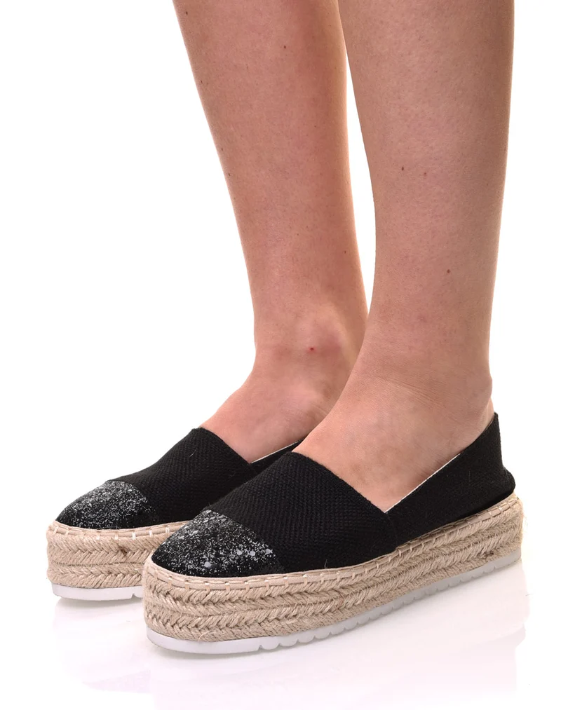 Espadrilles noires semelles épaisses