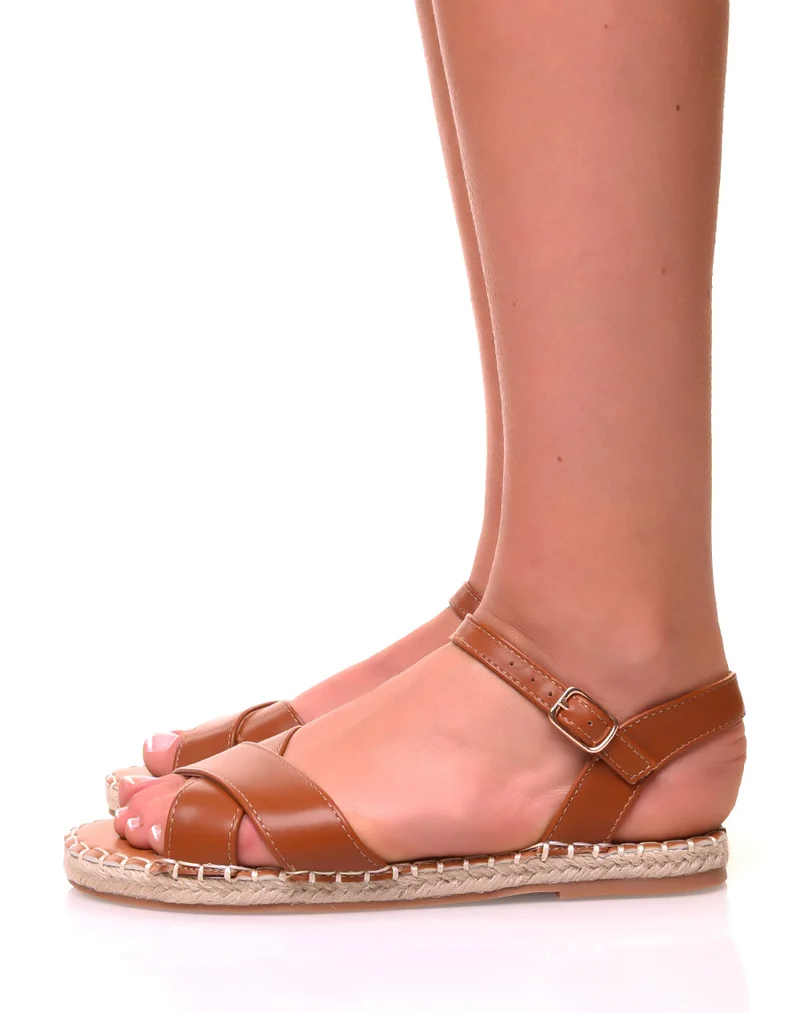 Sandales plates camel