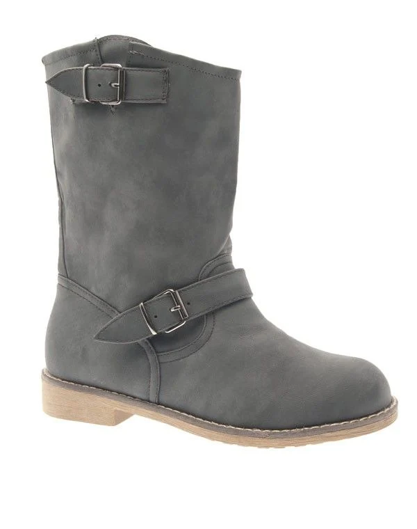 Chaussure femme Abloom: Botte plate gris