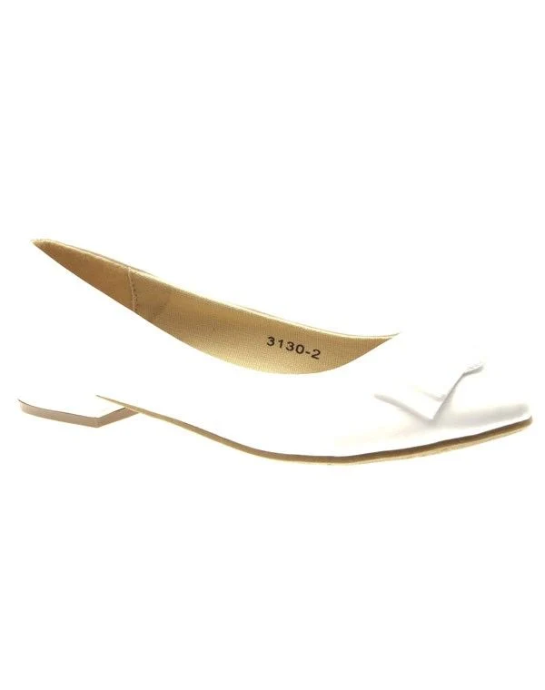 Chaussures femme Like Style: Blanches vernies bout pointu petit talon
