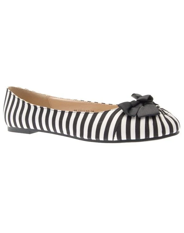 Chaussures femmes Raxmax: Ballerines rayées noir/blanc