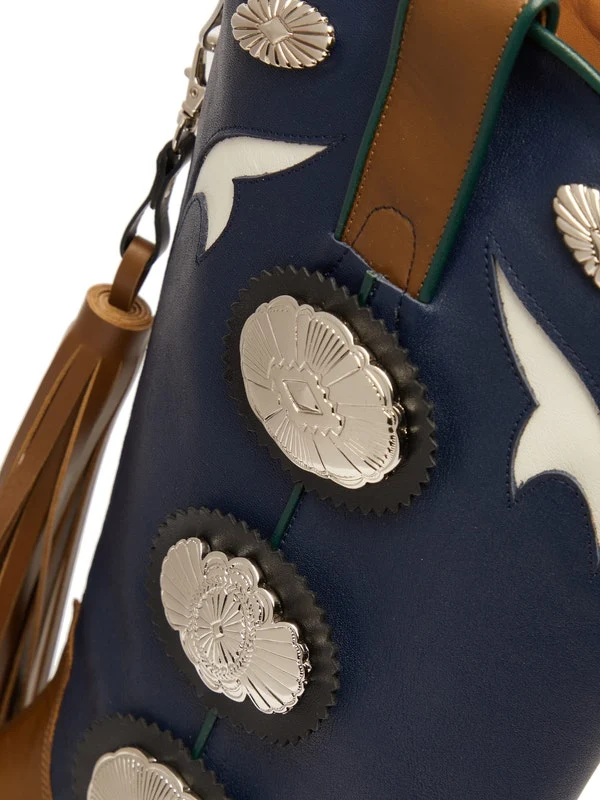 Bi-colour leather cowboy boots