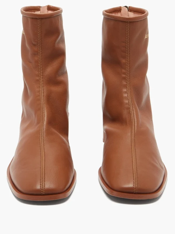 Bertine back-zip stretch-leather ankle boots