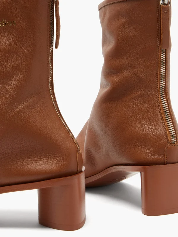 Bertine back-zip stretch-leather ankle boots