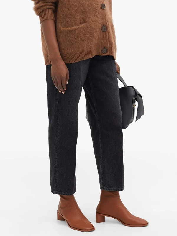 Bertine back-zip stretch-leather ankle boots