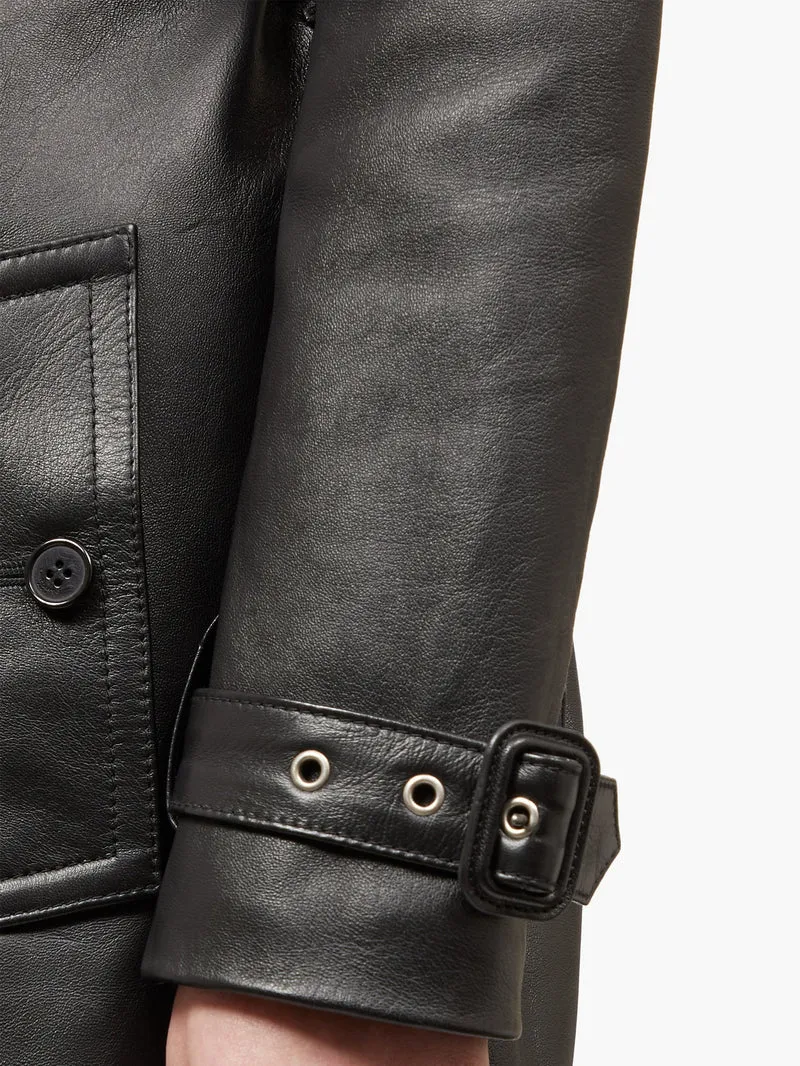 Double-breasted shearling trench coat