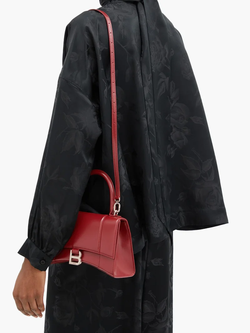 Hourglass leather top-handle bag