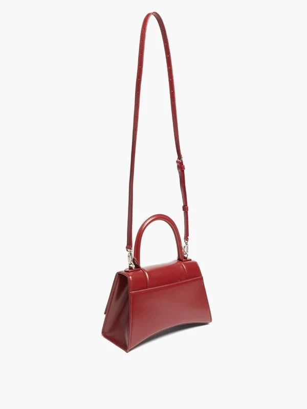 Hourglass leather top-handle bag