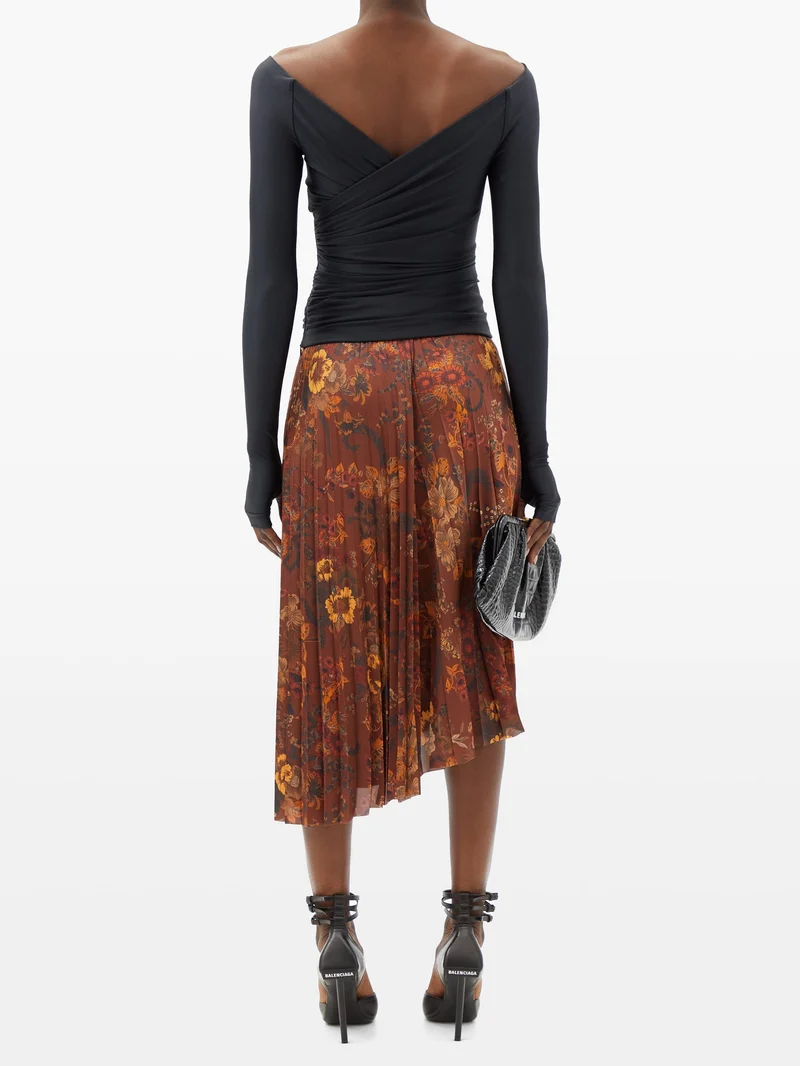 Wraparound stretch-jersey top
