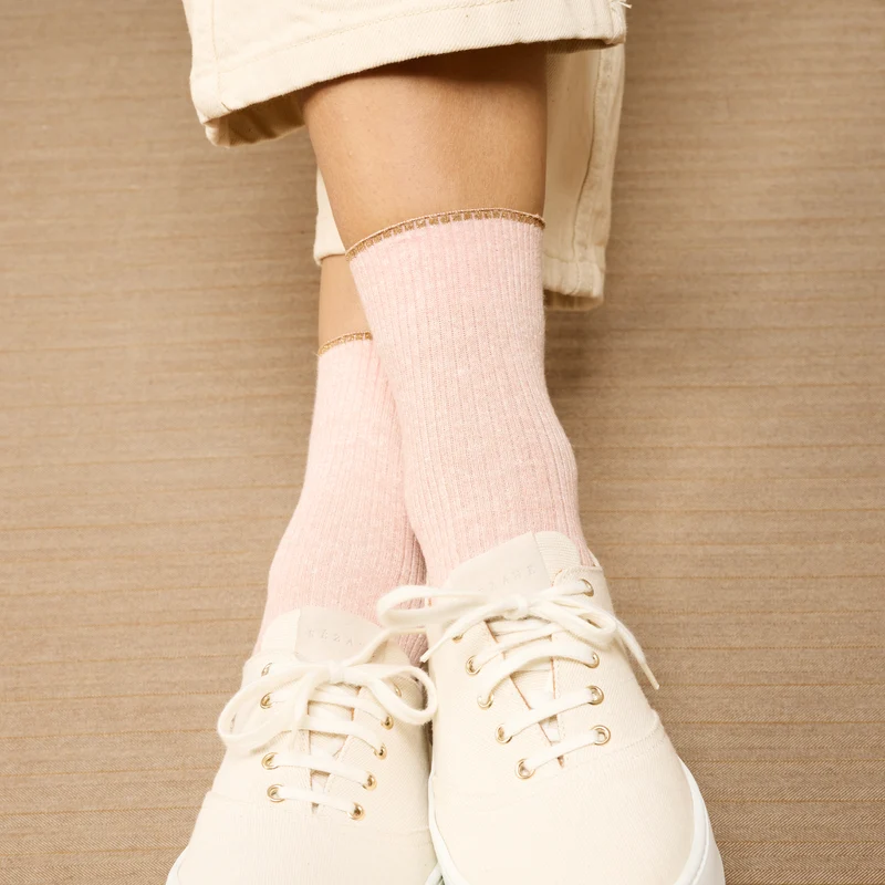 Socquettes | Rose pâle - Lin & Coton