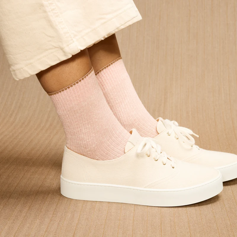 Socquettes | Rose pâle - Lin & Coton