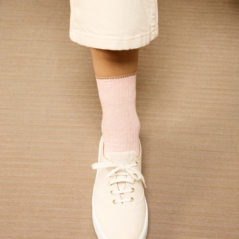 Socquettes | Rose pâle - Lin & Coton