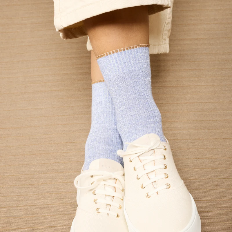 Socquettes | Bleu ciel - Lin & Coton