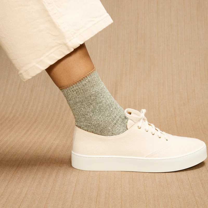 Socquettes | Vert kaki - Lin & Coton