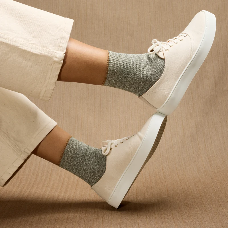 Socquettes | Vert kaki - Lin & Coton