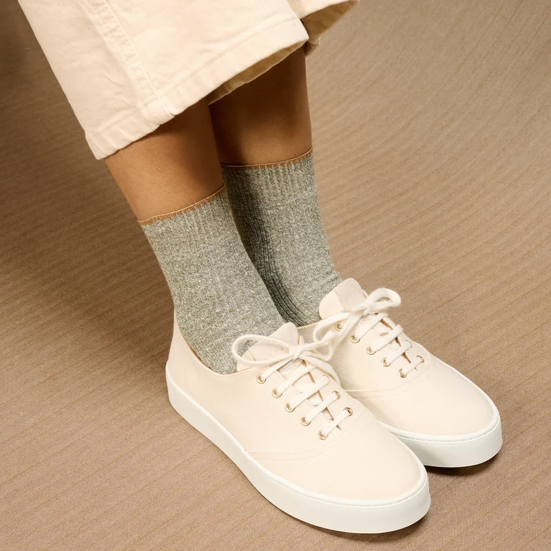 Socquettes | Vert kaki - Lin & Coton